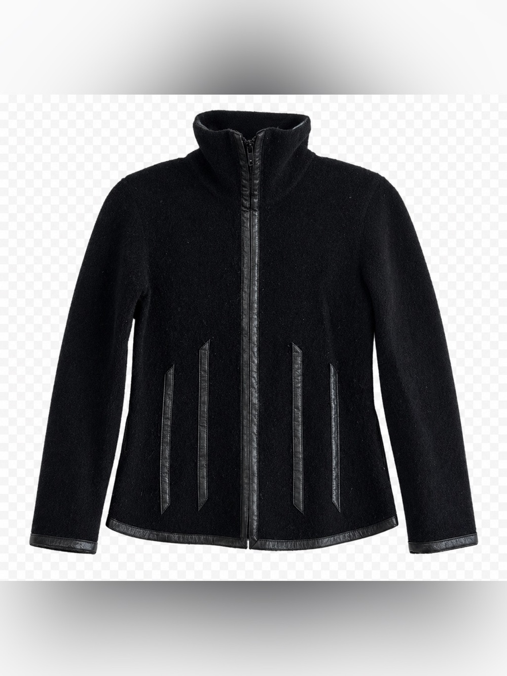 Armani Jeans Wool Cashmere Mix Black Leather sweater Knit size S 90s vintage